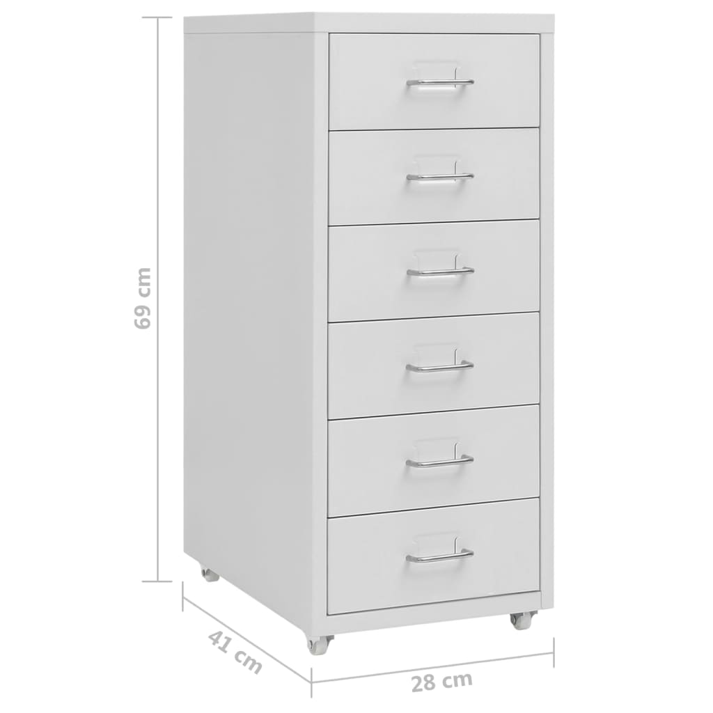 Mobile File Cabinet Grey 28x41x69 cm Metal